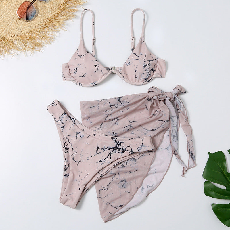 Professional Sexy Leopard Print Split Swimsuit Women's Three-Piece Set - UV-Protective Materials (Beach Cover-Up, Flattering Fit, Summer Vacation)