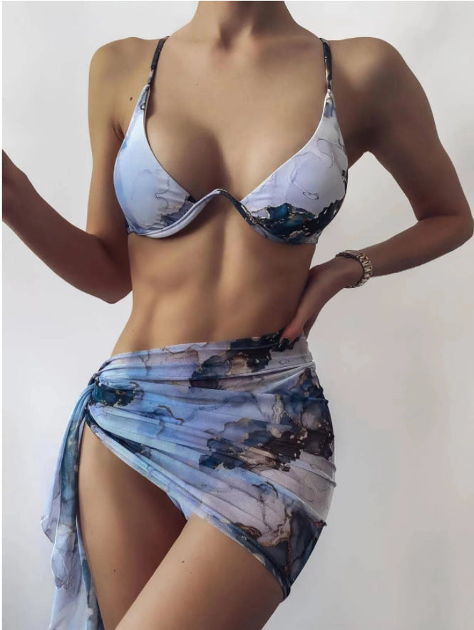 Professional Sexy Leopard Print Split Swimsuit Women's Three-Piece Set - UV-Protective Materials (Beach Cover-Up, Flattering Fit, Summer Vacation)