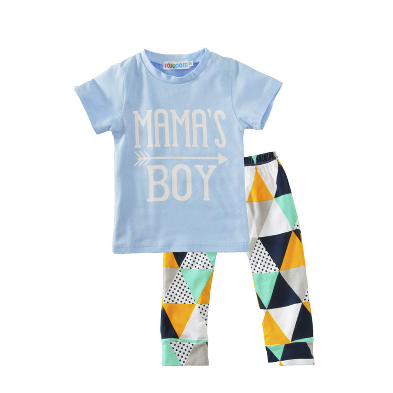 Professional Children's Boy Suit - Short-Sleeved T-Shirt and Geometric Pants