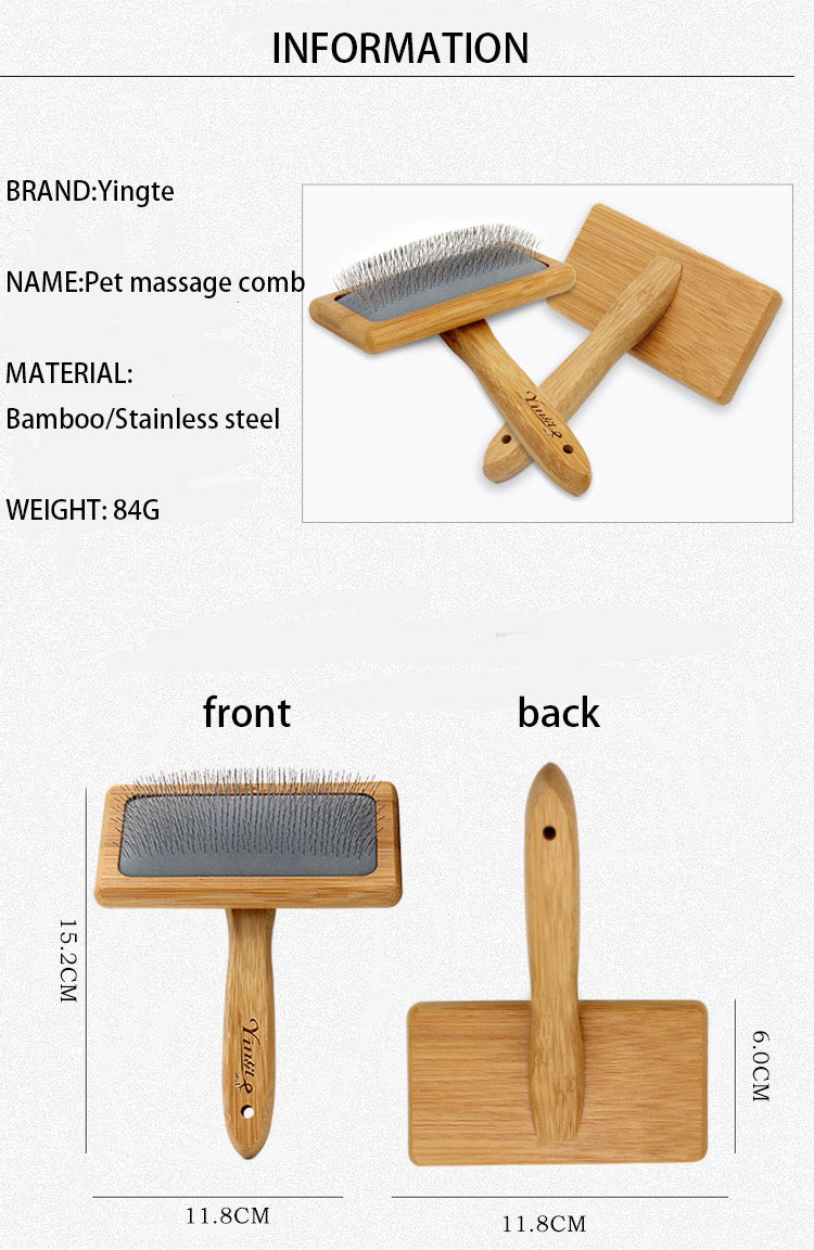 Hair Removal Comb - Bamboo Stainless Steel TPR Airbag System 15.2cm