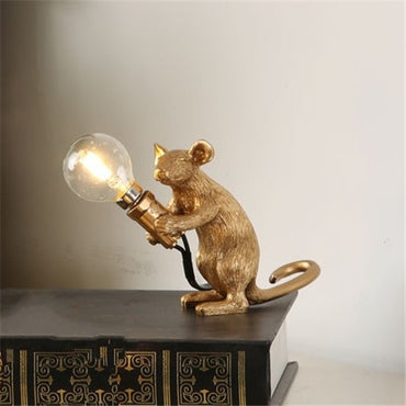 Nordic Creative Mini Animal Mouse Lamp Living Room Bedroom Clothing Store Personalized Eye Protection Gift Resin Table Lamp