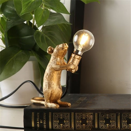 Nordic Creative Mini Animal Mouse Lamp Living Room Bedroom Clothing Store Personalized Eye Protection Gift Resin Table Lamp