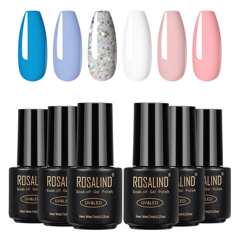 Professional Fine Nail Polish Collection - 6 Bottles Set | High-Quality Multi-Color Variety