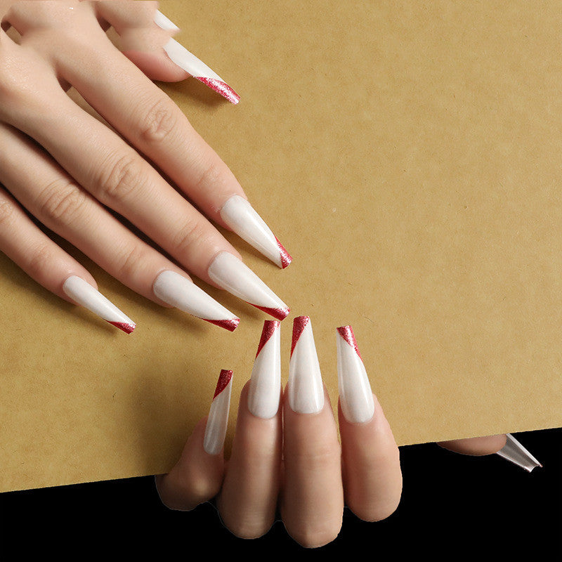 Rose Gold French Ballet Nails - ABS 24 Pieces Lady Aimi | Beveled Edge Finished Boxed