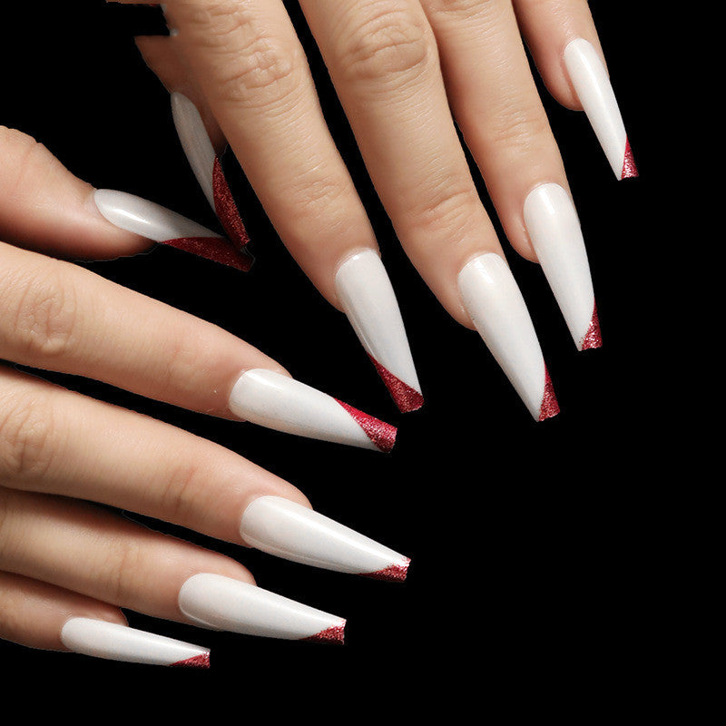 Rose Gold French Ballet Nails - ABS 24 Pieces Lady Aimi | Beveled Edge Finished Boxed