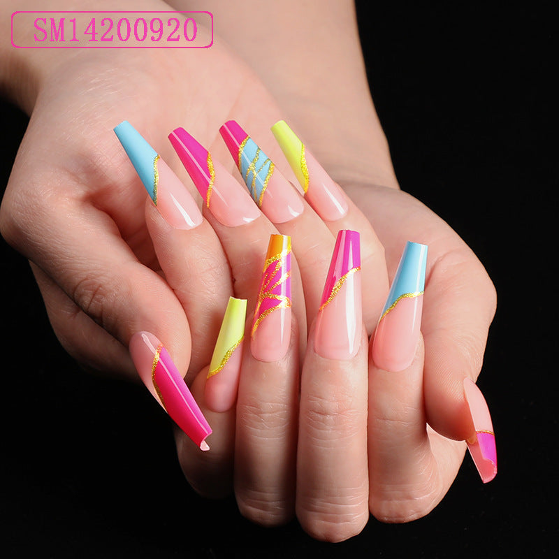 Ballet Coffin Press-On Nails - 5g SM14 Collection | 12 Colors Trapezoidal Design