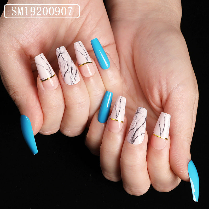 Professional Marble Ballet Coffin Nails - ABS 24 Pieces Standard | Marmornagel Collection