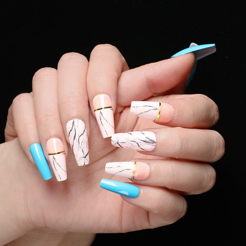 Professional Marble Ballet Coffin Nails - ABS 24 Pieces Standard | Marmornagel Collection