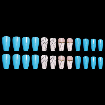 Professional Marble Ballet Coffin Nails - ABS 24 Pieces Standard | Marmornagel Collection