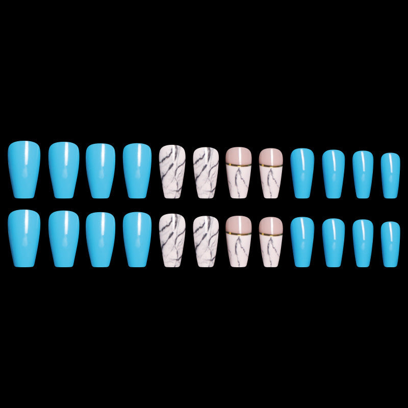 Professional Marble Ballet Coffin Nails - ABS 24 Pieces Standard | Marmornagel Collection