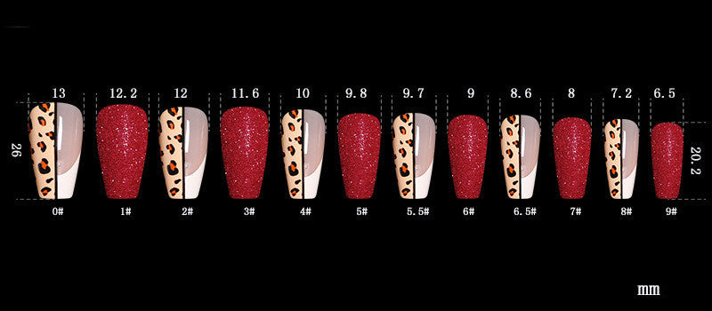 Red Leopard Print Ballet Press-On Nails - Standard Size | Plastic Material Professional