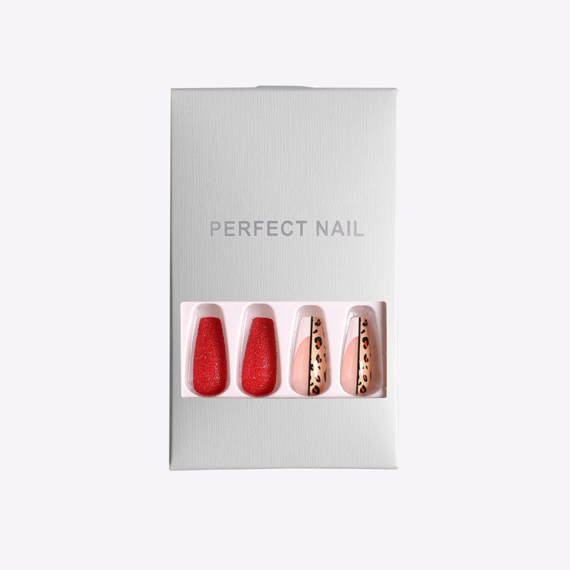 Red Leopard Print Ballet Press-On Nails - Standard Size | Plastic Material Professional