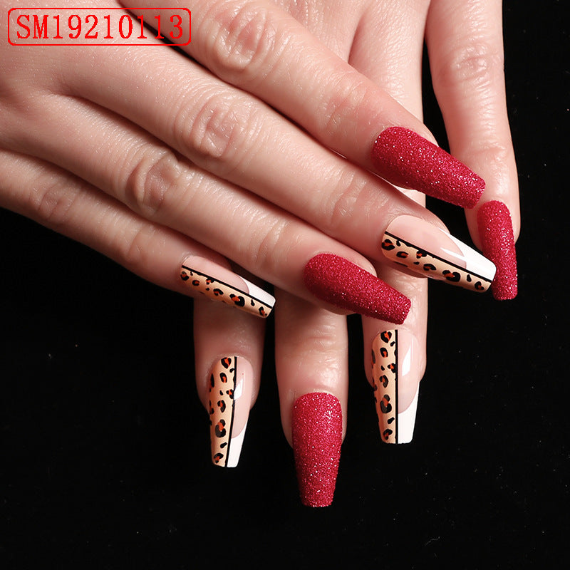 Red Leopard Print Ballet Press-On Nails - Standard Size | Plastic Material Professional