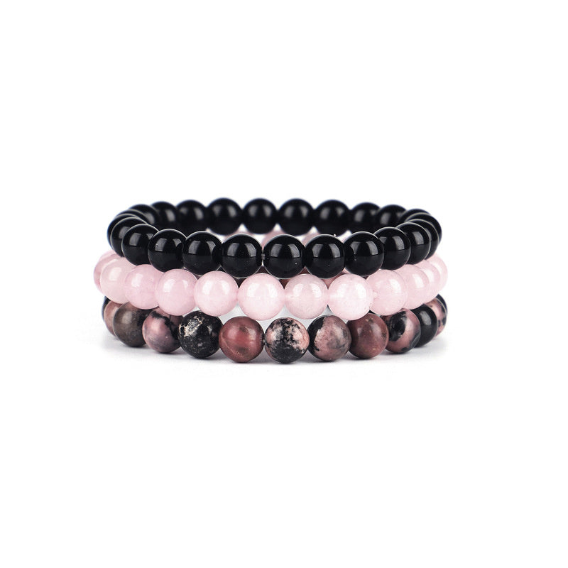 Tredelat armband armband stenpärlor elastiskt armband kvinnor
