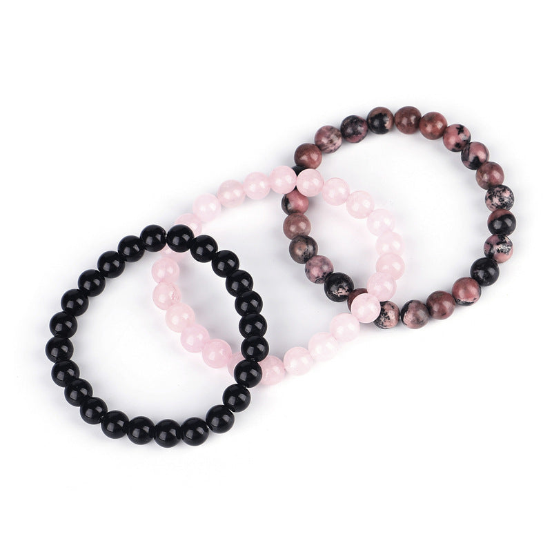 Tredelat armband armband stenpärlor elastiskt armband kvinnor