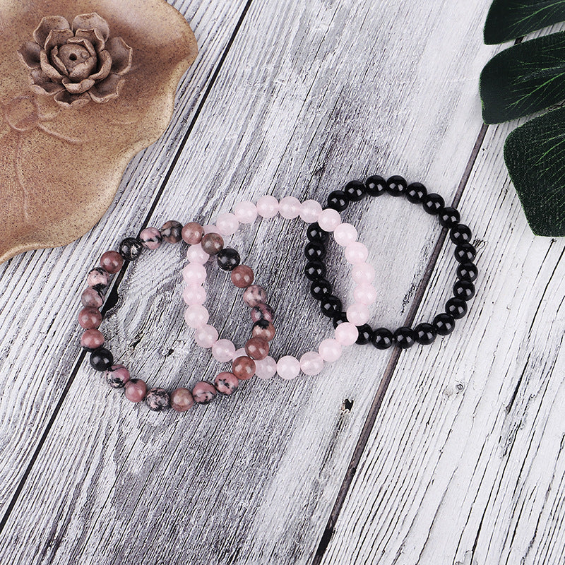 Tredelat armband armband stenpärlor elastiskt armband kvinnor