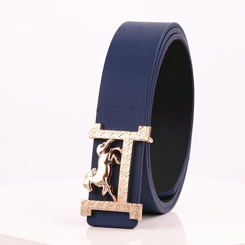 Horse Gold Buckle Real Leather Belt - Equestrian Elegance