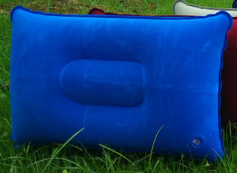 Outdoor Pvc Pillows Travel Camping Thick Flocking Rectangular Inflatable Pillows Nap Companion Square Pillow