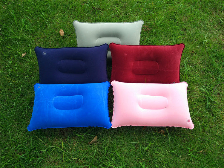 Outdoor Pvc Pillows Travel Camping Thick Flocking Rectangular Inflatable Pillows Nap Companion Square Pillow