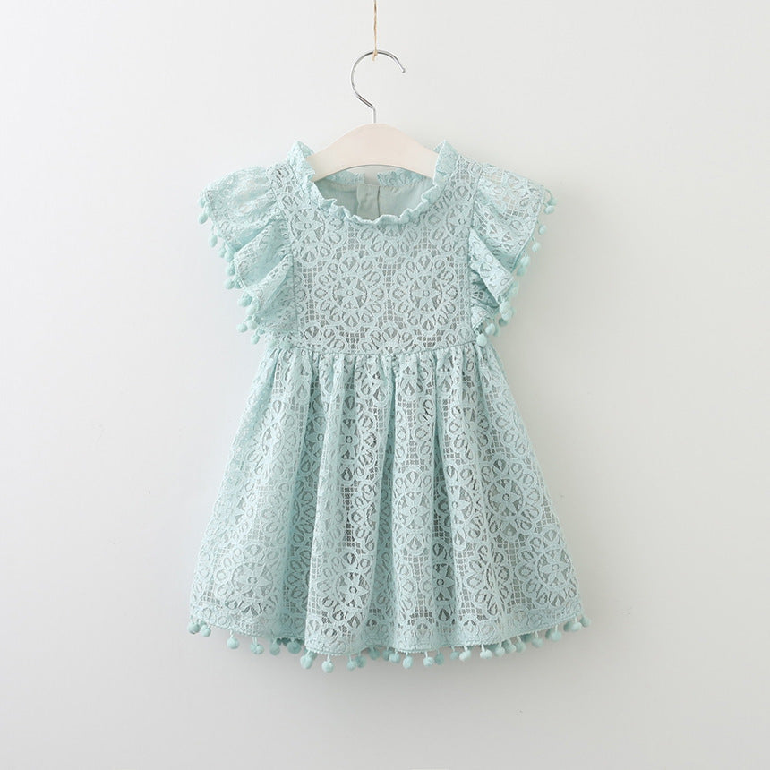 Nouvelles marques robes gland évider conception robe de princesse enfants vêtements