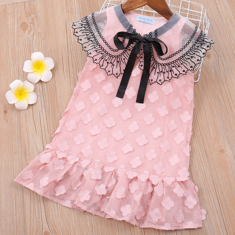 Nouvelles marques robes gland évider conception robe de princesse enfants vêtements