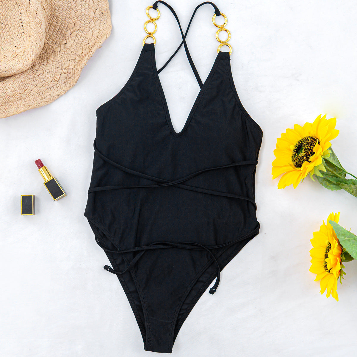 Female Solid Color One-Piece Swimsuit Sexy Bikini Bikini Yw19