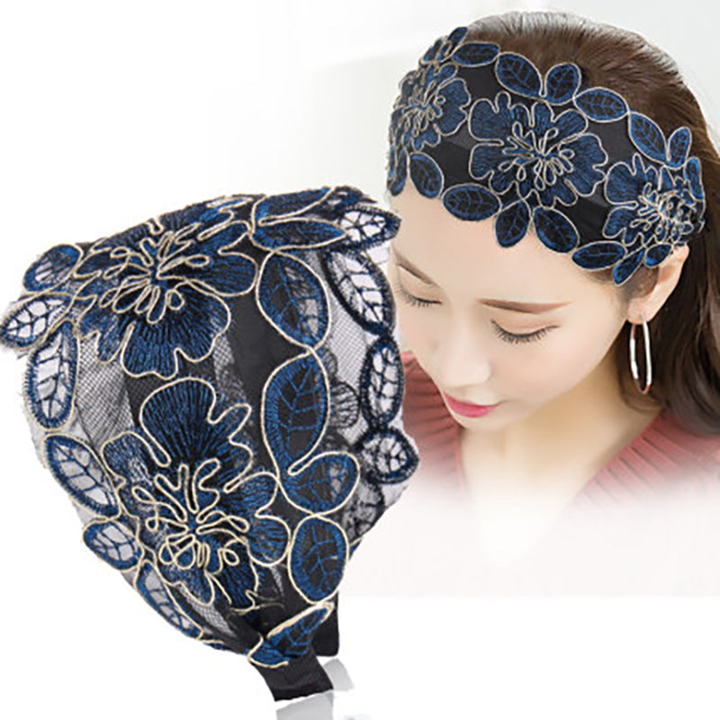 Lotus Leaf Flower Hair Hoop Female Face Cover White Hair Wide Lace
