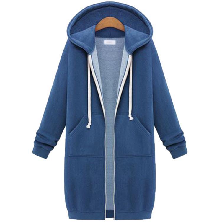 Sweat à capuche long hiver tröja kvinnors jacka et long tjock skjorta