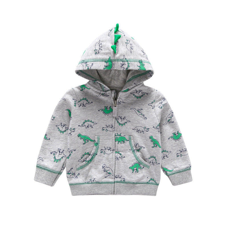 27Barn Småbarn Huvtröjor Pojkar Flickor Vårjacka Lilla Bebis Spädbarn Dinosuar Tecknad Huva Barn Söta Pojkar Ytterkläder Sweatshirt