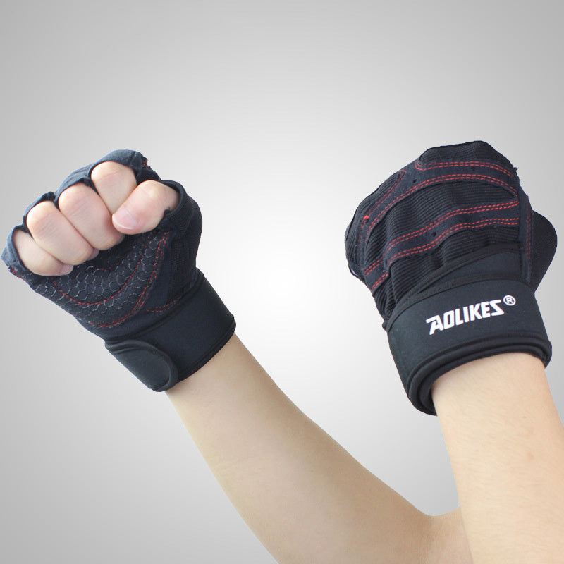Fitnesshandskar Herr och Dam Träningsutrustning Hantelövning Tyngdlyftning Halvfingerhandskar Träning Gym Andningsbara Halkfria