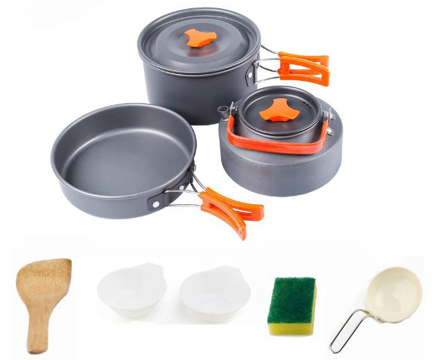Professional Outdoor Portable Cookware Mess Kit - Aluminum Alloy (928g, 1.1L Teapot, 3 Colors)