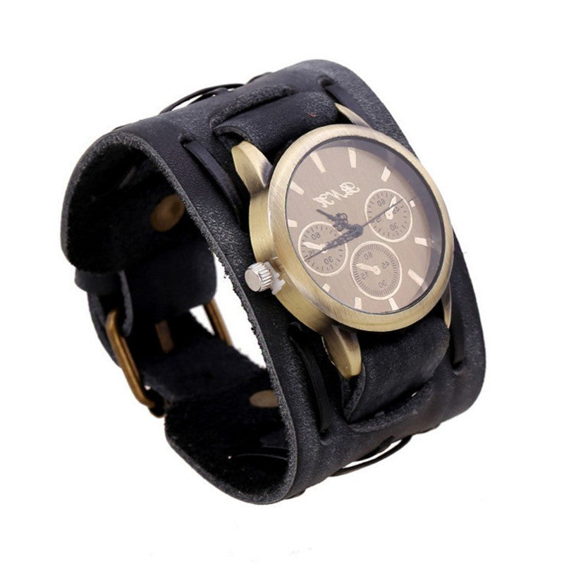 Accessoires Montres du commerce extérieur Montres rétro en cuir de vache Montres punk Montres-bracelets pour hommes