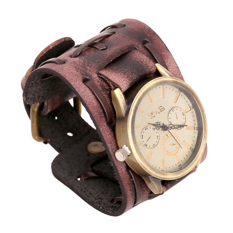 Accessoires Montres du commerce extérieur Montres rétro en cuir de vache Montres punk Montres-bracelets pour hommes