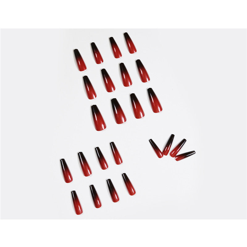 Red Black Gradient Long Ballet Press-On Nails | 24 Pieces 18g Professional Set