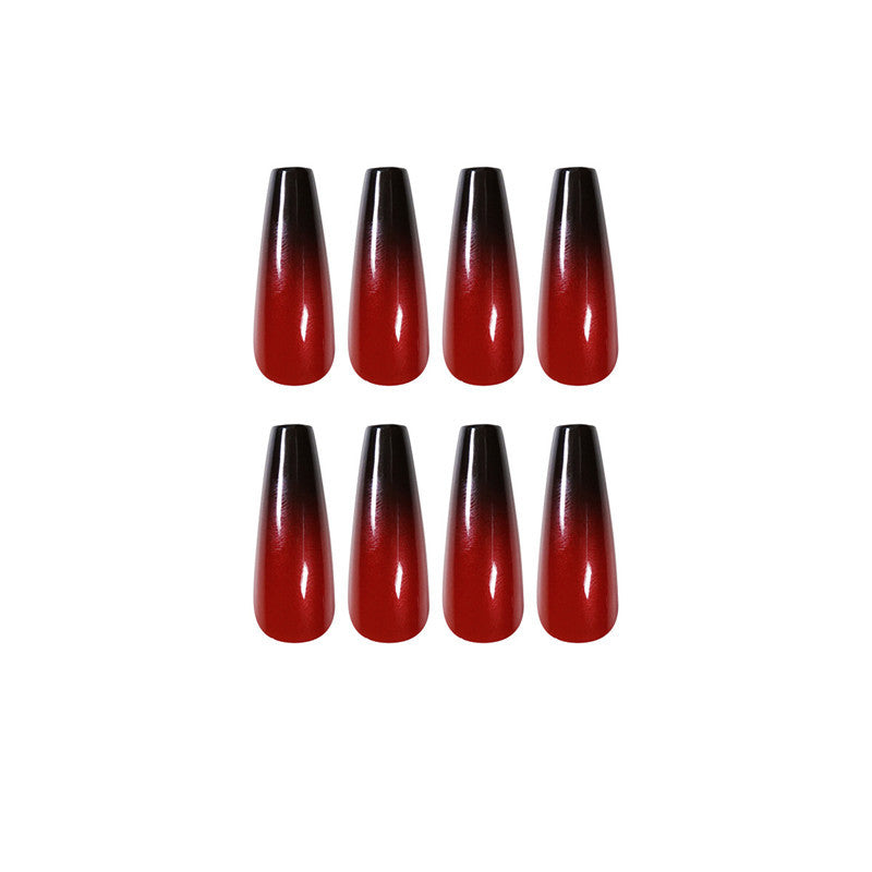 Red Black Gradient Long Ballet Press-On Nails | 24 Pieces 18g Professional Set