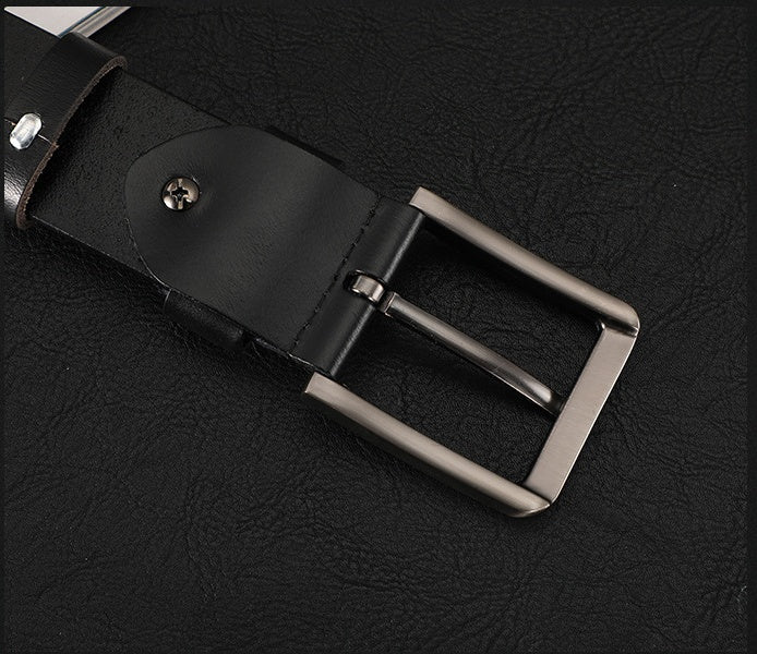 Men's Cowhide Suit Trouser Belt Business Pin Buckle - Executive Sophistication