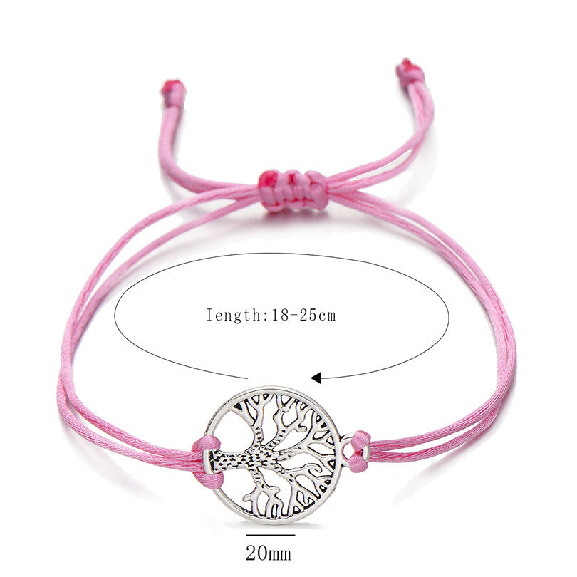 Pipitree Life Tree Angel Leaf Heart Crown Charm Wish Armband Röd String Armband