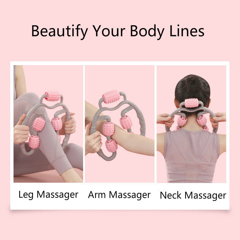 Professional Leg Clamp Massage Roller - 3D Floating Point Bionic Design (Blue/Purple/Pink, Adjustable Width)