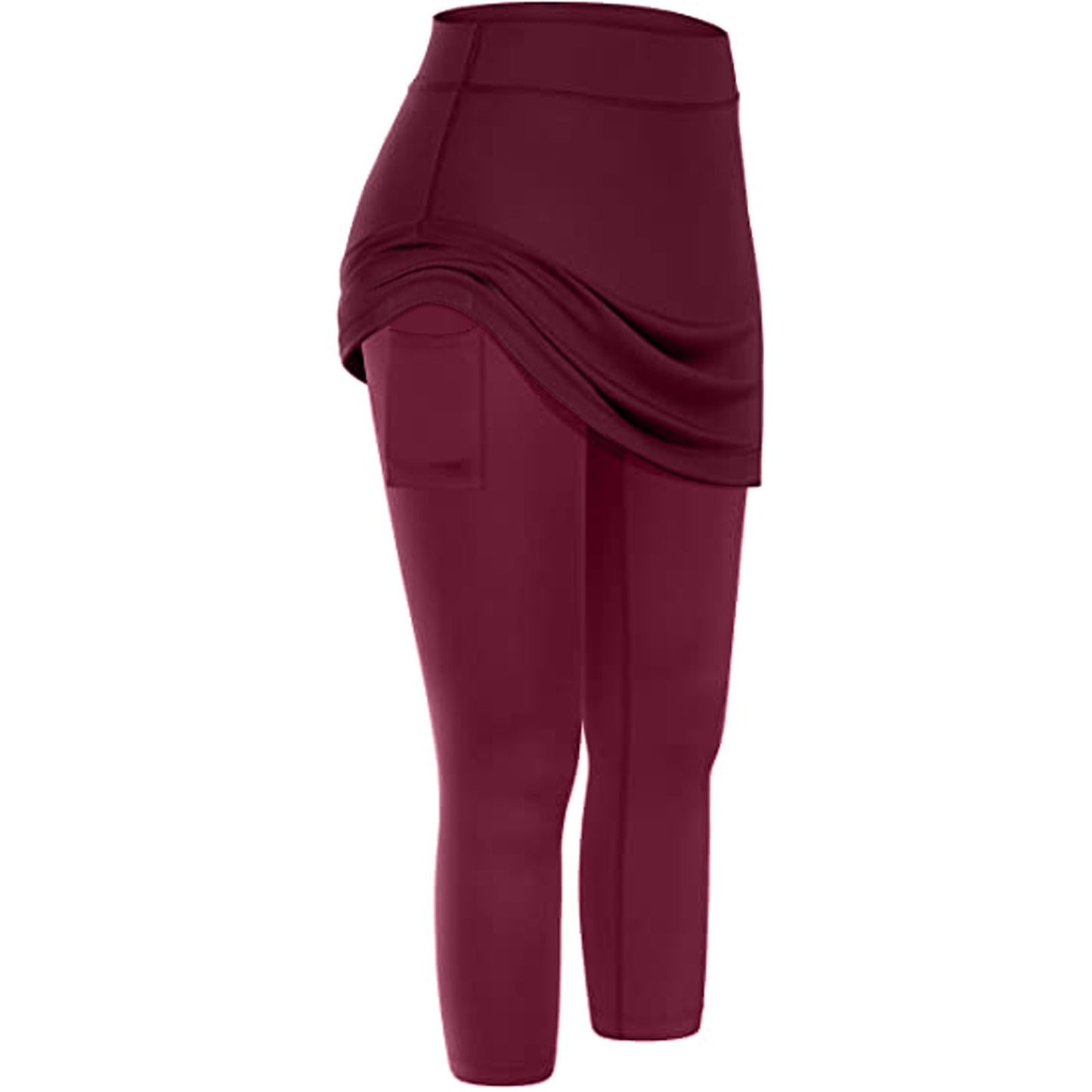 Women Tennis Skirt Leggings Pockets Elastic Sport Yoga Capris Skirts Legging