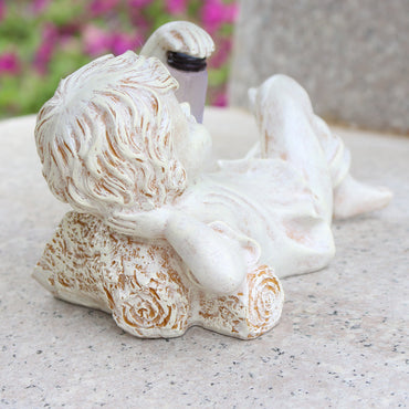 Home Decoration Resin Crafts with Firefly Jar Garden Statue Children Desktop Accessories Boy Girl Cute Gift Outdoor Solar Light Art