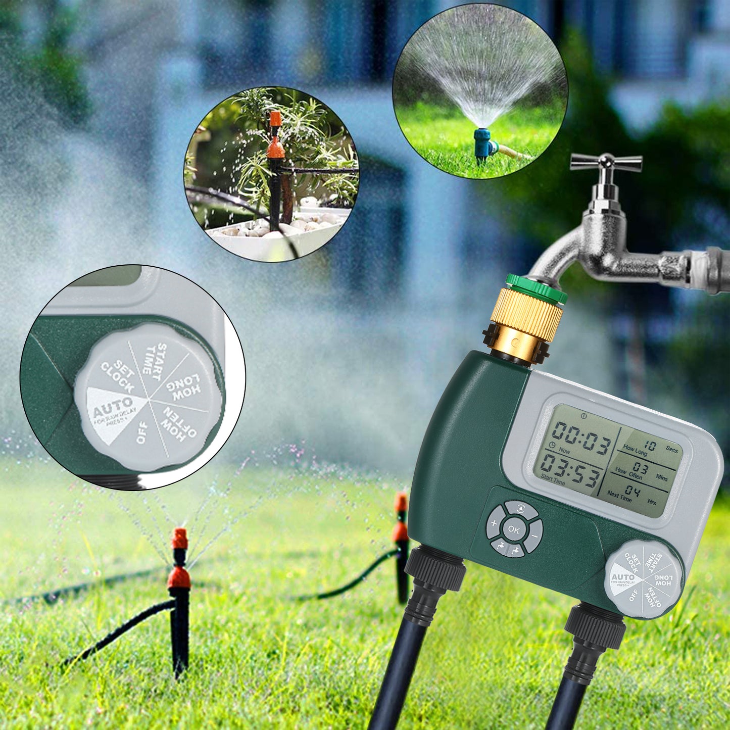 Programmerbar digital slangkran Timer Batteridriven automatisk bevattning sprinklersystem Bevattningskontroller