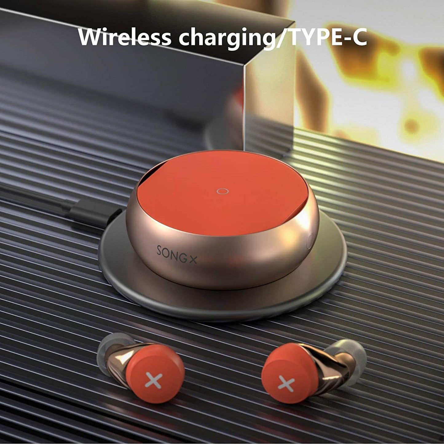 Äkta trådlösa hörlurar med brusreducerande Bluetooth-hörlurar, vattentäta med stjärnloopdesign