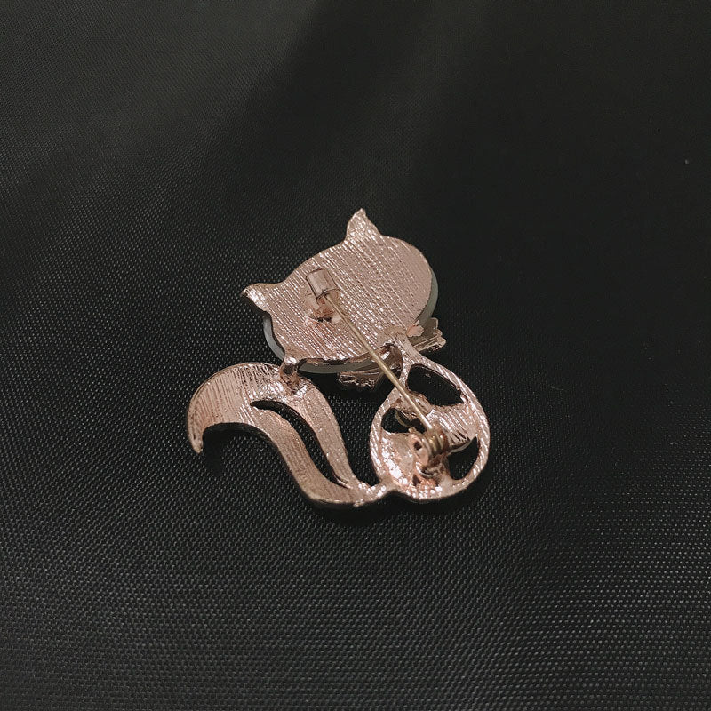 Kattbrosch, Cute Animal Fox Brosch, Crystal Opal Brosch
