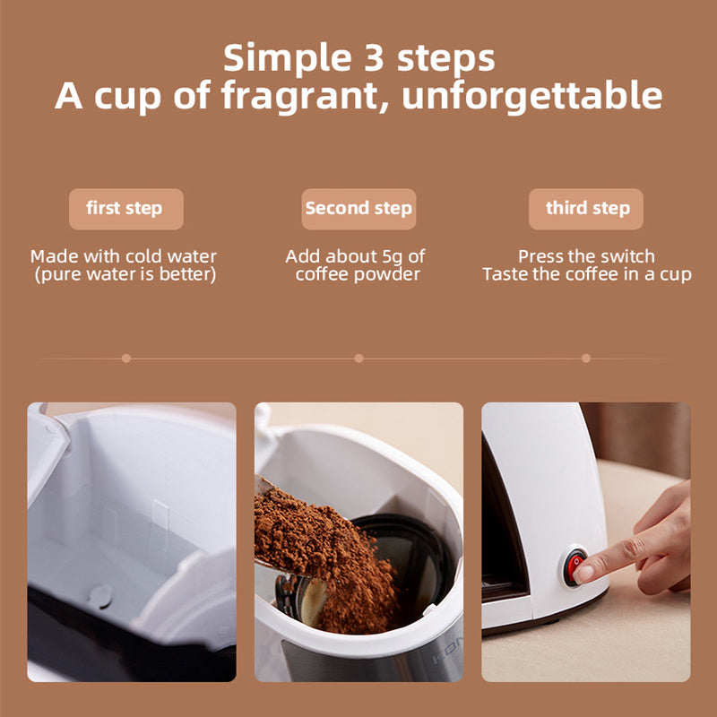 Ny kaffemaskin helautomatisk hemmakontor Mini amerikansk liten bärbar kaffebryggare