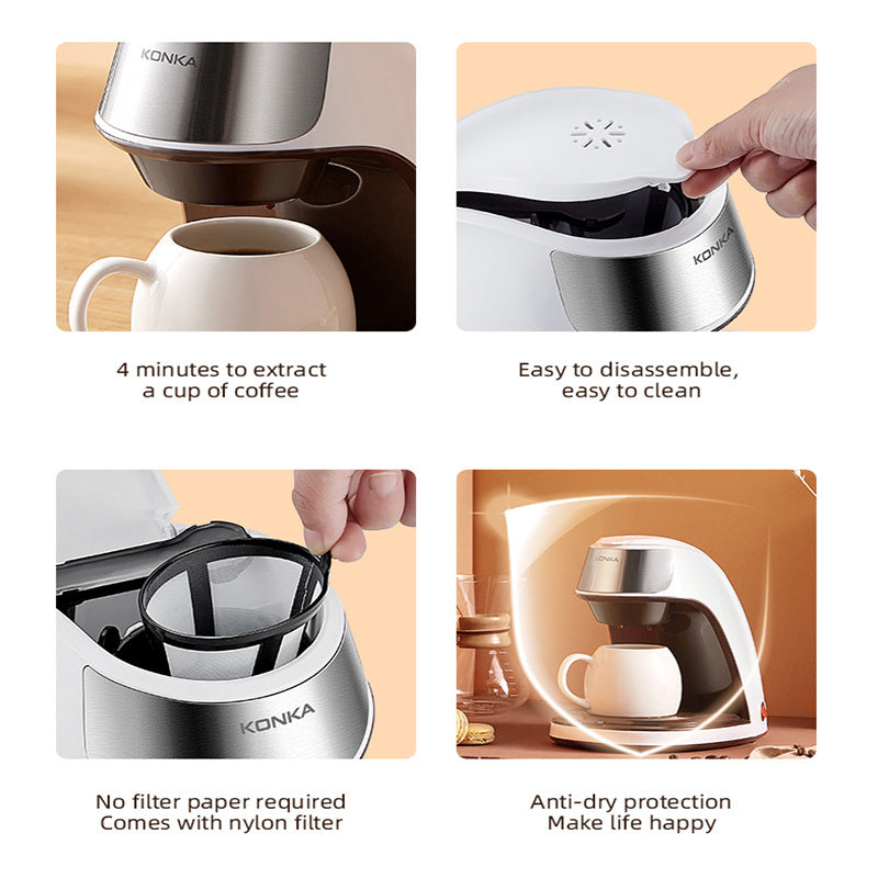 Ny kaffemaskin helautomatisk hemmakontor Mini amerikansk liten bärbar kaffebryggare