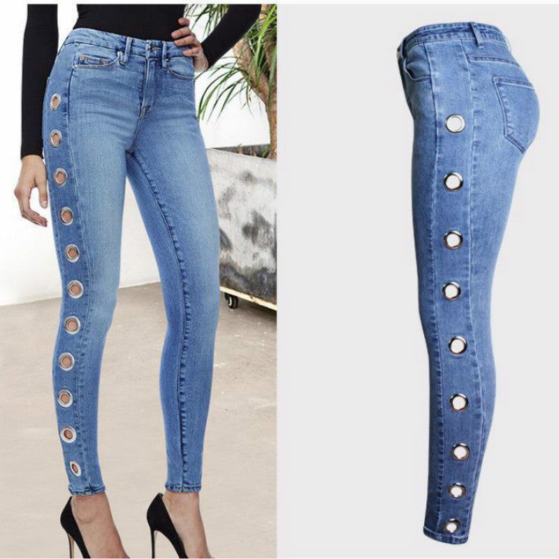 Fashion Tight Hoop Jeans For Women - Structured Style