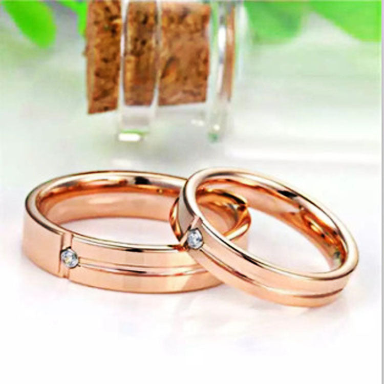European and American Hot Sale Wolfram Gold Ring Trend Rose Gold Slotted Zircon Tungsten Steel Jewelry
