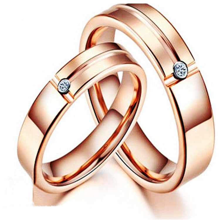 European and American Hot Sale Wolfram Gold Ring Trend Rose Gold Slotted Zircon Tungsten Steel Jewelry