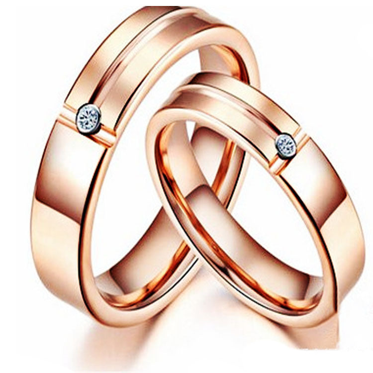 European and American Hot Sale Wolfram Gold Ring Trend Rose Gold Slotted Zircon Tungsten Steel Jewelry