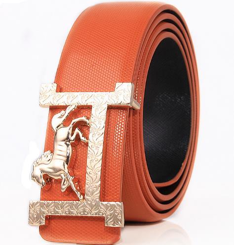 Horse Gold Buckle Real Leather Belt - Equestrian Elegance